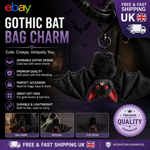 Plush black bat keychain - plush,