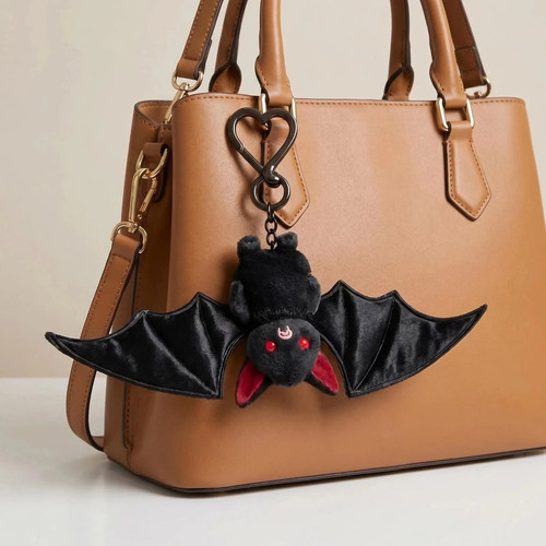 Transformable black bat plush - black,